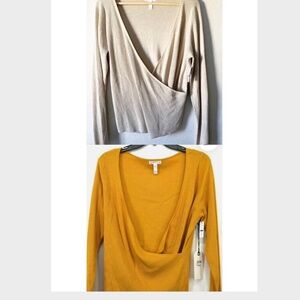 Two Leith Long Sleeve wrap style Tops Size XL NWT